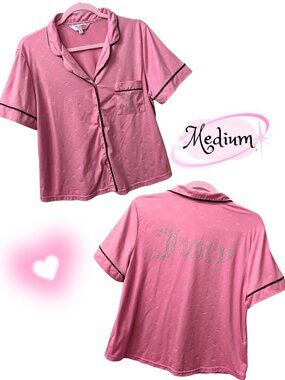 Juicy Couture Pink Pajama Top Y2K Lounge Sleepwear Size M